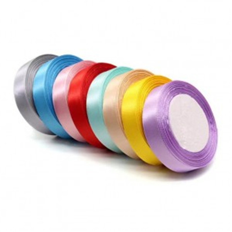 Фабрично складирани смесени плътни цветове 3-100 мм ширина единична двулицева гладка сатенена панделка (3)