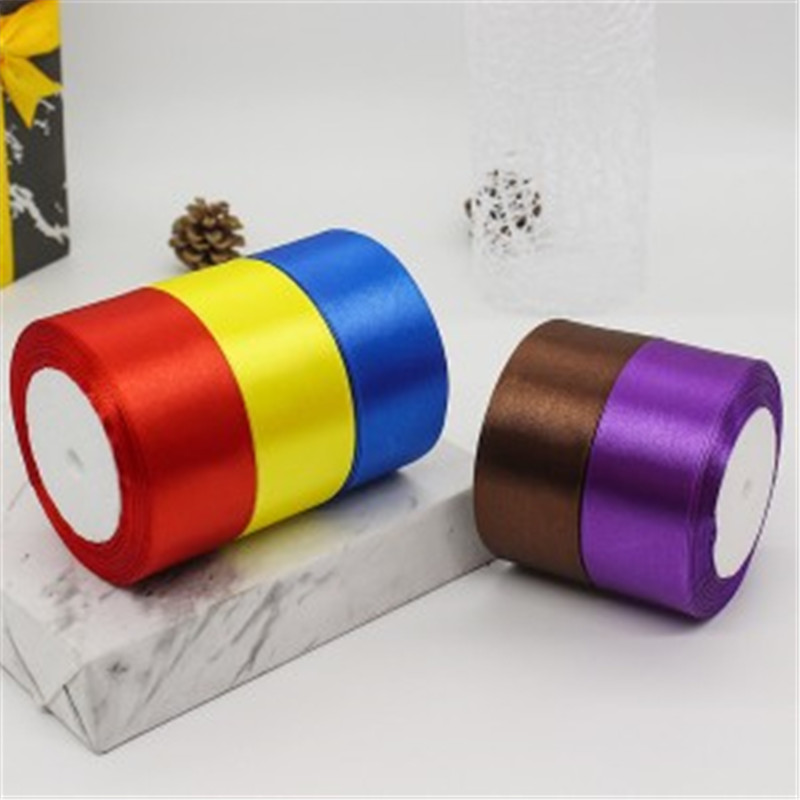 Polyester Massiv Faarf 5-100MM Breet duebel Gesiicht glat Wrapping Satin Kaddosband (2)