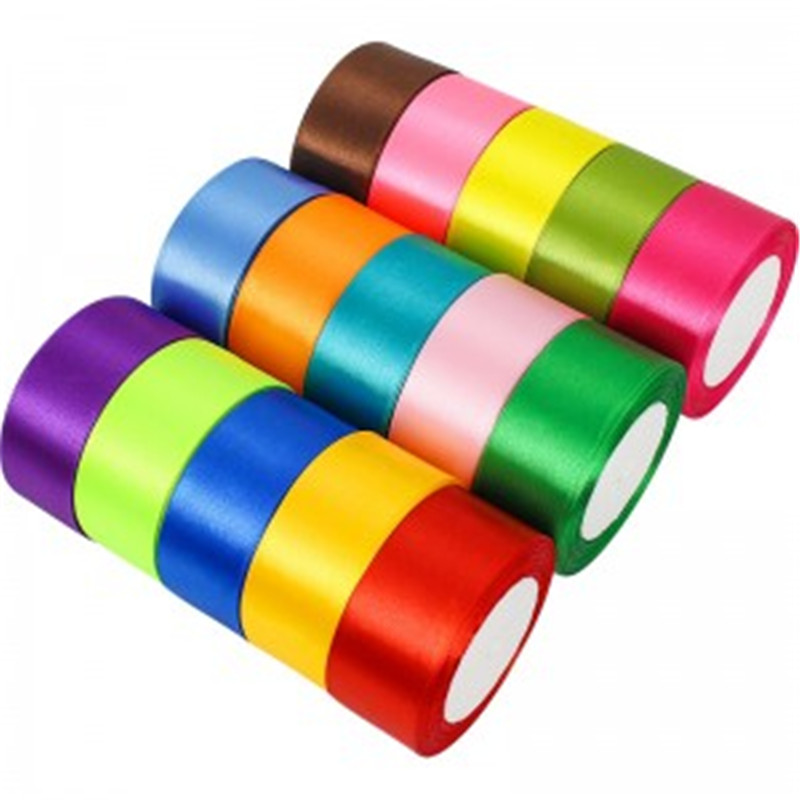 Polyester Düz Renk 5-100MM Genişlik Çift Yüzlü Pürüzsüz Sarma Saten Hediye Kurdelesi (3)